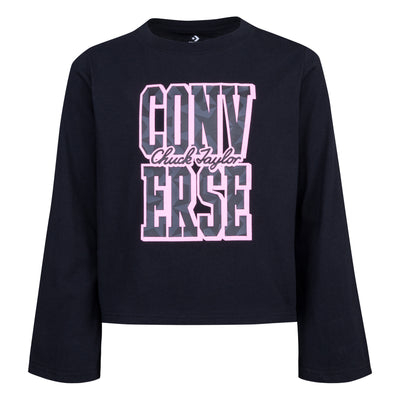 Converse Black Bell Sleeve Graphic Knit Top