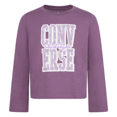 Converse Purple Bell Sleeve Graphic Knit Top