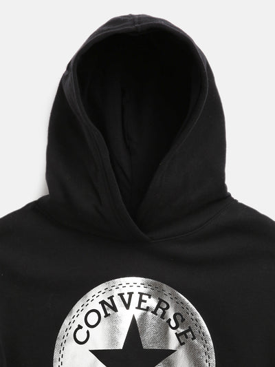Converse Black Cropped Pullover Hoodie Sweatshirt Converse   