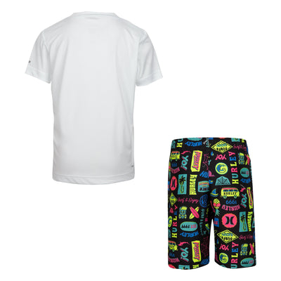 Hurley Black UPF 50+ T-Shirt and Swim Trunks 2-Piece Set Shorts Set Hurley   