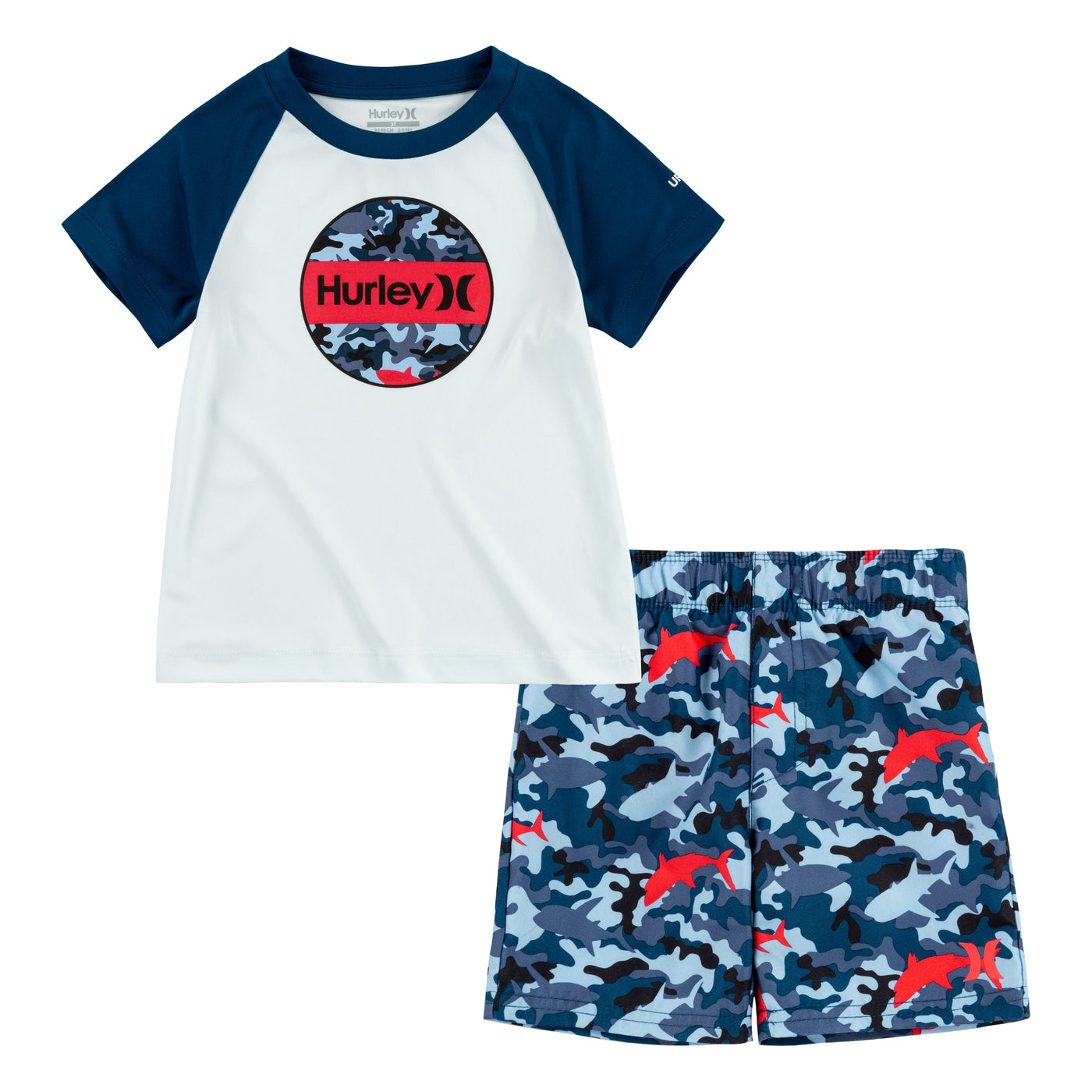 Hurley Blue UPF 50+ T-Shirt and Swim Trunks 2-Piece Set Shorts Set Hurley   
