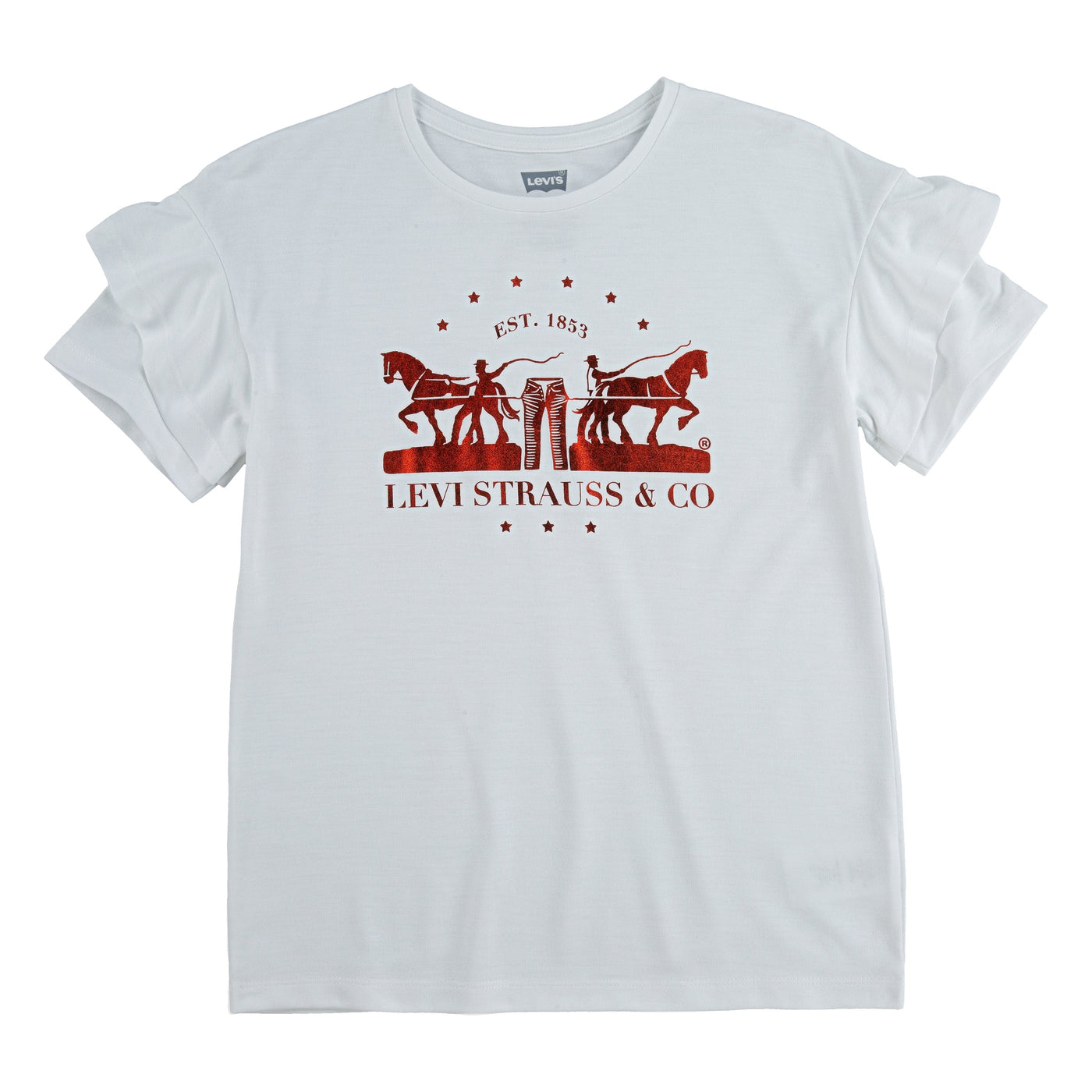 Levi's® Ruffled Sleeve Two-Horse Pull Logo T-Shirt T Shirt Levi's   