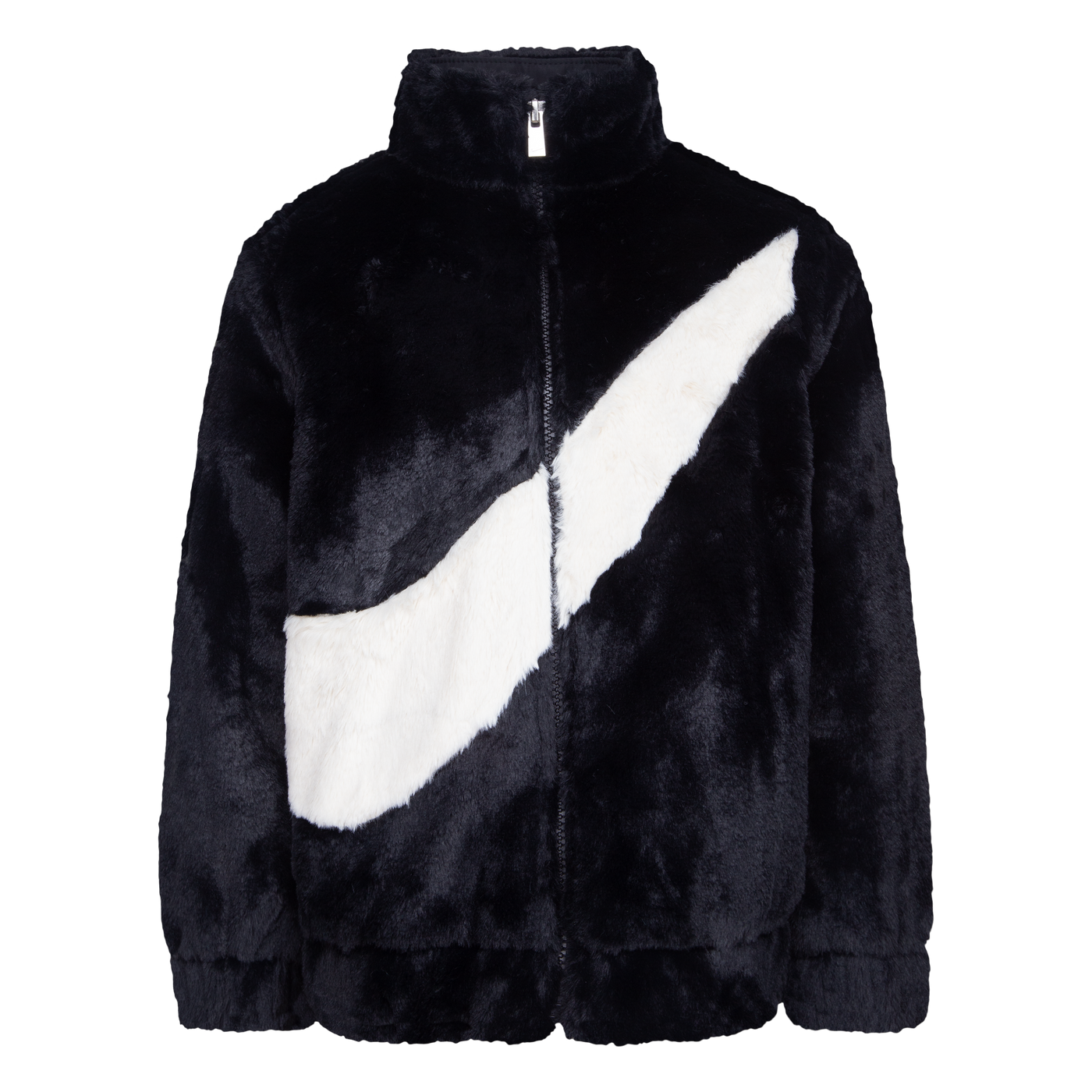 nike black swoosh faux fur jacket Jacket Nike   