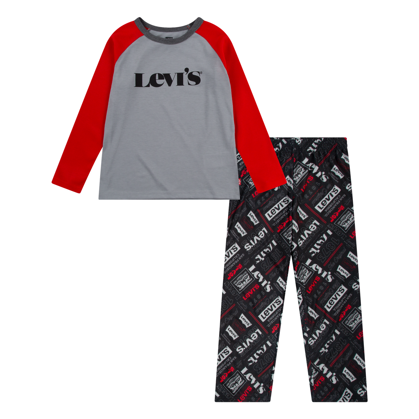 Levi's® Big Boys Raglan Tee Shirt and Logo Printed Pants Pajamas Set Night Suit Levi's   